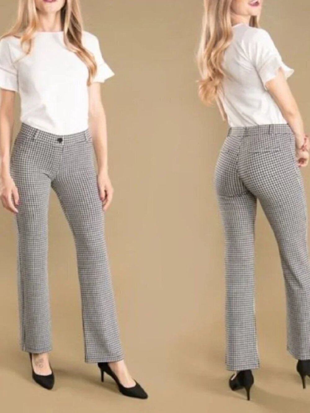 New Betabrand Bootcut DPYP Dress Pant Yoga Pants XLarge Petite Gingham Check